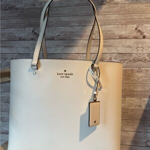 Kate Spade New York Cream Pebbled Leather Tote Bag | NWOT